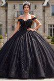 Ball Gown Black Corset Off the Shoulder Quinceanera Dress
