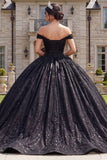 Ball Gown Black Corset Off the Shoulder Quinceanera Dress