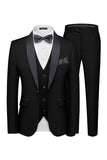 3 Piece Shawl Lapel Dark Green One Button Men's Prom Suits