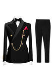 Dark Green 2 Piece Peak Lapel Double Breasted Men's Prom Suits