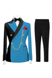 Dark Green 2 Piece Peak Lapel Double Breasted Men's Prom Suits