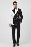 2 Piece Peak Lapel Black Double Breasted Men's Prom Suits