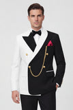 2 Piece Peak Lapel Black Double Breasted Men's Prom Suits