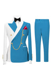 2 Piece Peak Lapel Black Double Breasted Men's Prom Suits