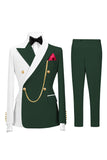 2 Piece Peak Lapel Black Double Breasted Men's Prom Suits