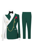 2 Piece Peak Lapel Black Double Breasted Men's Prom Suits