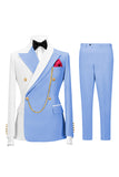 2 Piece Peak Lapel Black Double Breasted Men's Prom Suits