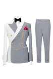 2 Piece Peak Lapel Black Double Breasted Men's Prom Suits