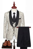3 Piece Blue Shawl Lapel One Button Men's Wedding Suits