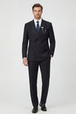 Peak Lapel 2 Piece Black Double Breasted Men's Prom Suits