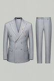 Peak Lapel 2 Piece Black Double Breasted Men's Prom Suits