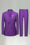 Peak Lapel 2 Piece Black Double Breasted Men's Prom Suits