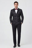 2 Piece Shawl Lapel Black Double Breasted Men's Wedding Suits