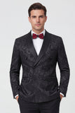 2 Piece Shawl Lapel Black Double Breasted Men's Wedding Suits
