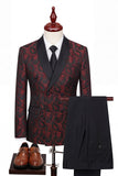 2 Piece Shawl Lapel Black Double Breasted Men's Wedding Suits
