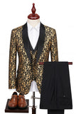 Black Shawl Lapel One Button 3 Piece Printed Men's Prom Suits