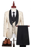 Black Shawl Lapel One Button 3 Piece Printed Men's Prom Suits