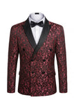 Black 2 Piece Peak Lapel Double Breasted Printed Men's Wedding Suits