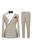 Sage Green 2 Piece Peak Lapel Double Breasted Men's Prom Suits