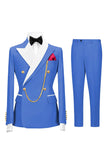 Sage Green 2 Piece Peak Lapel Double Breasted Men's Prom Suits
