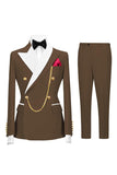 Sage Green 2 Piece Peak Lapel Double Breasted Men's Prom Suits