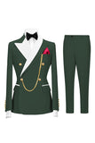 Sage Green 2 Piece Peak Lapel Double Breasted Men's Prom Suits