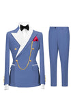 Sage Green 2 Piece Peak Lapel Double Breasted Men's Prom Suits