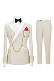 Sage Green 2 Piece Peak Lapel Double Breasted Men's Prom Suits