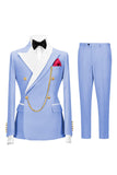Sage Green 2 Piece Peak Lapel Double Breasted Men's Prom Suits