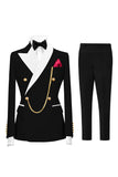 2 Piece Champagne Peak Lapel Double Breasted Men's Prom Suits