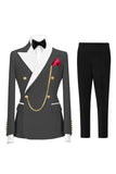 2 Piece Champagne Peak Lapel Double Breasted Men's Prom Suits