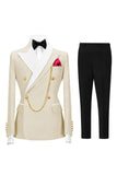 2 Piece Champagne Peak Lapel Double Breasted Men's Prom Suits