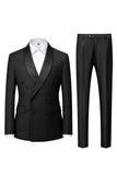 Light Blue 2 Piece Shawl Lapel Double Breasted Men's Prom Suits