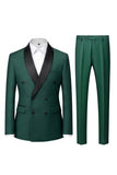 Light Blue 2 Piece Shawl Lapel Double Breasted Men's Prom Suits