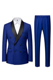 Light Blue 2 Piece Shawl Lapel Double Breasted Men's Prom Suits