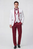 3 Piece Royal Blue One Button Printed Men's Prom Suits