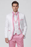 3 Piece Royal Blue One Button Printed Men's Prom Suits