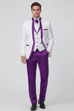 3 Piece Royal Blue One Button Printed Men's Prom Suits