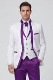 3 Piece Royal Blue One Button Printed Men's Prom Suits
