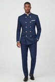 Navy 2 Piece Double Breasted Men's Suits