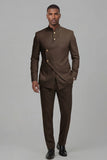 Single Breasted Coffee 2 Piece Men's Prom Suits