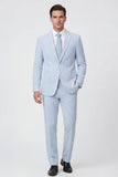 Light Blue 2 Piece Notch Lapel Single Breasted Men's Party Suits