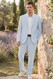 Light Blue 2 Piece Notch Lapel Single Breasted Men's Party Suits