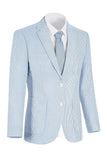Notch Lapel Light Blue Single Breasted Men's Jacket