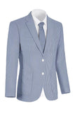 Notch Lapel Light Blue Single Breasted Men's Jacket