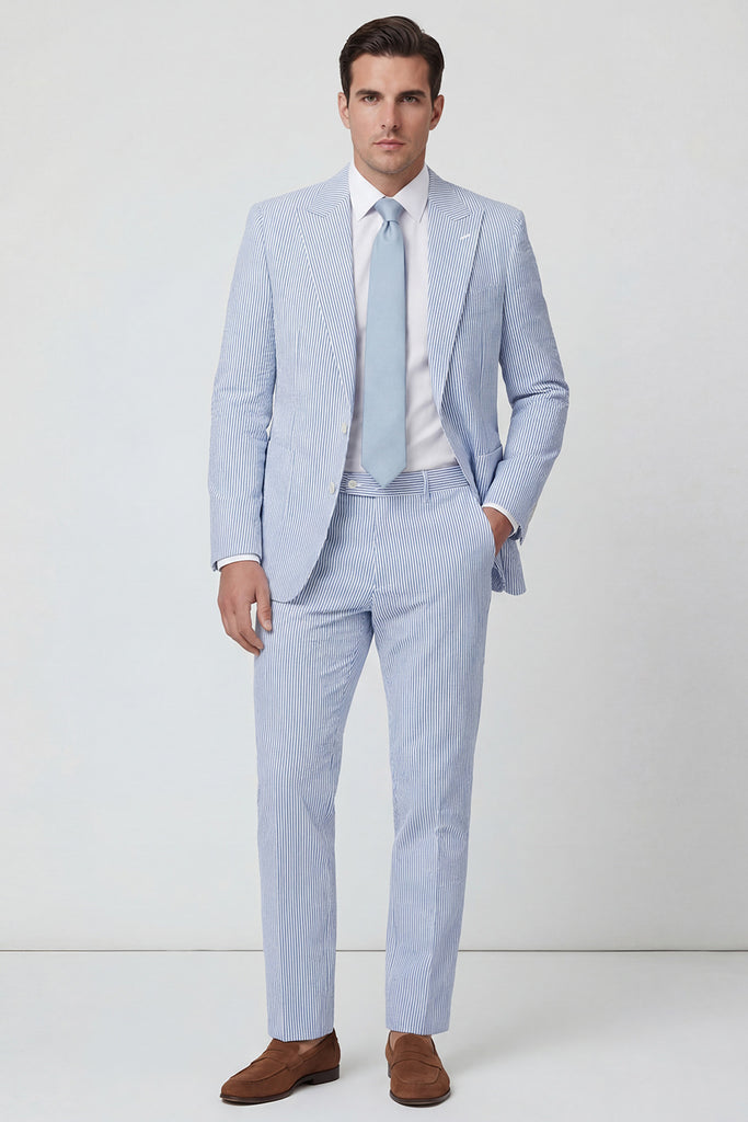 ZAPAKA Men Light Blue Party Suits Peak Lapel 2 Piece Single Breasted ...