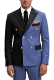 2 Piece Peak Lapel Double Breasted Purple Men's Prom Suits