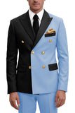 2 Piece Peak Lapel Double Breasted Purple Men's Prom Suits