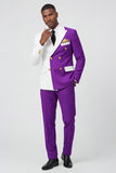 Purple 2 Piece Peak Lapel Double Breasted Men's Prom Suits