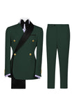 Sage Green 2 Piece Notch Lapel Double Breasted Men's Prom Suits